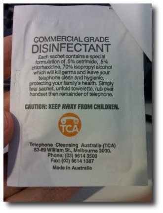 Telephone Disinfectant, back