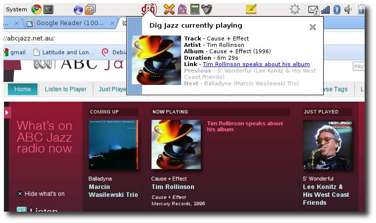 DIG Jazz now-playing Gnome applet V3